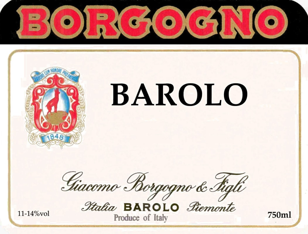 Borgogno Barolo 1986 Front Label