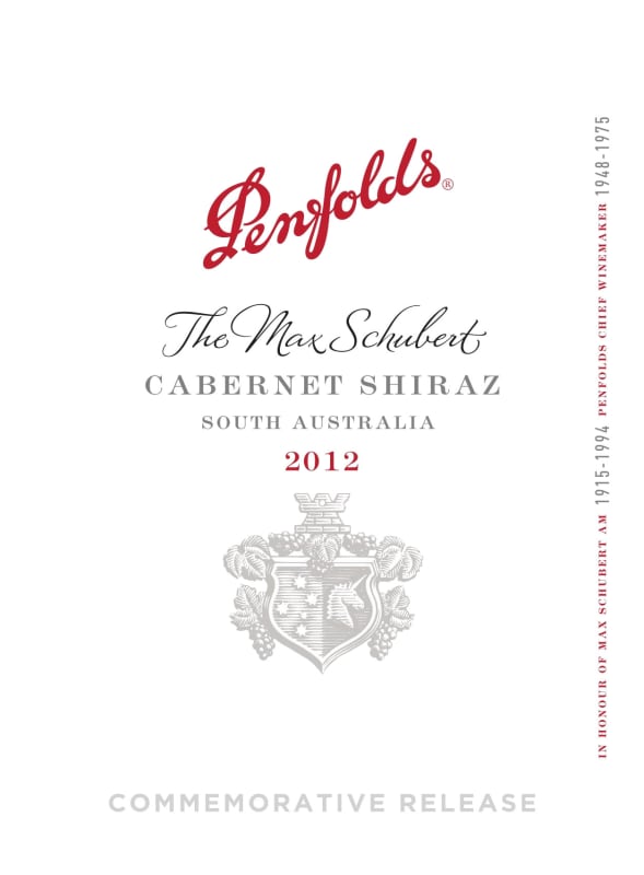 Penfolds The Max Schubert Cabernet Shiraz 2012 Front Label