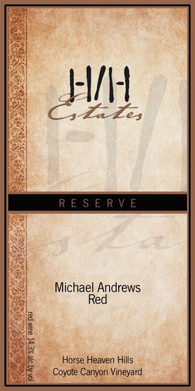 Coyote Canyon Winery and Lounge H H Michael Andrews Reserve 2012 Front Label