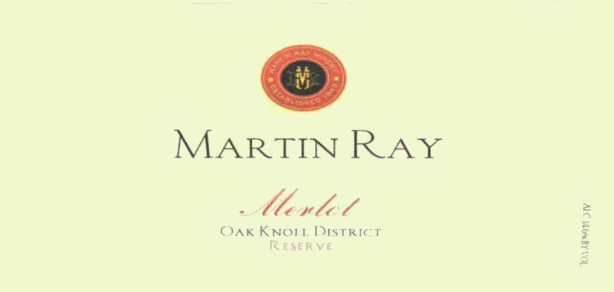 Martin Ray Oak Knoll District Reserve Merlot 2010 Front Label