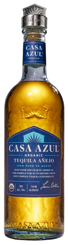 Casa Azul Organic Anejo Tequila Front Bottle Shot