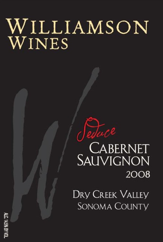 Williamson Wines Seduce Cabernet Sauvignon 2008 Front Label