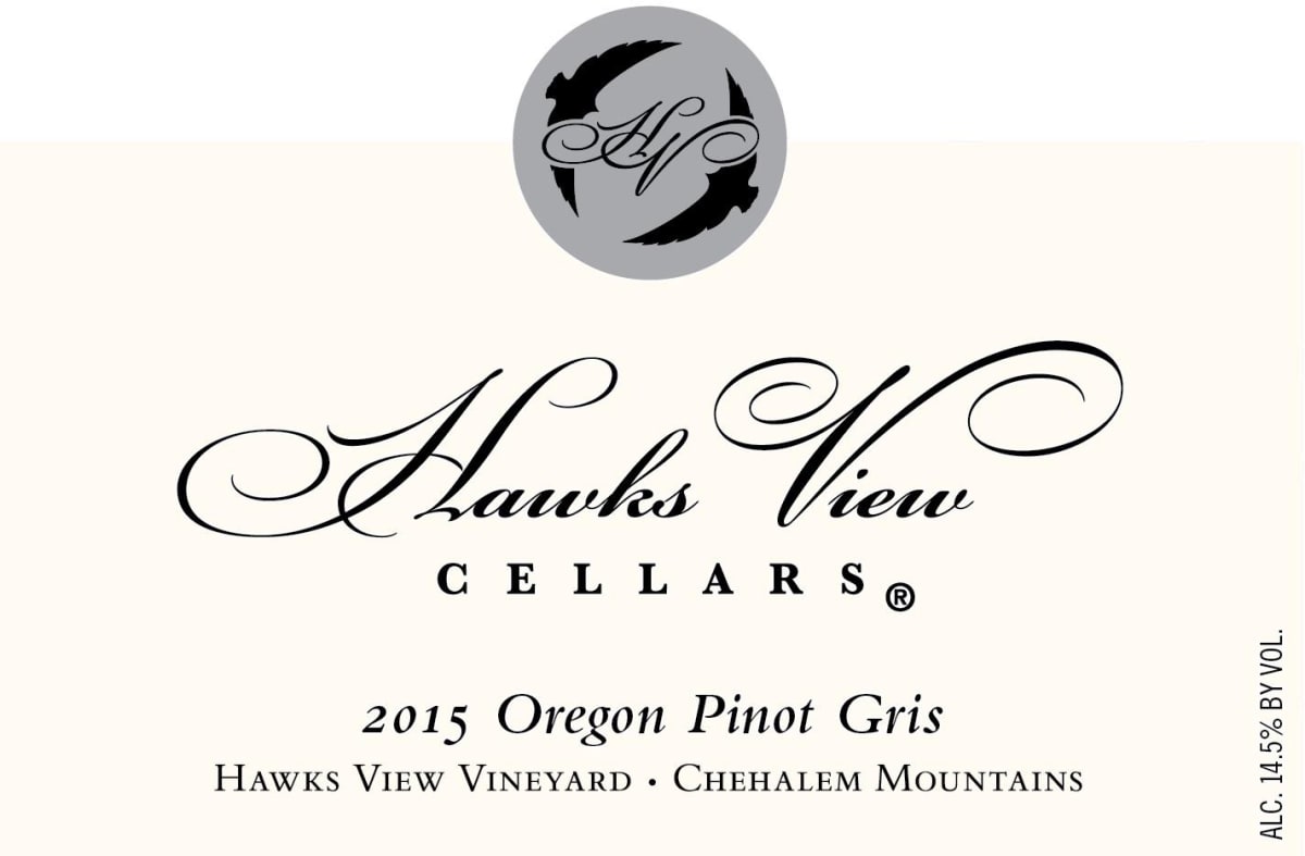 Hawks View Cellars Hawks View Vineyard Pinot Gris 2015 Front Label