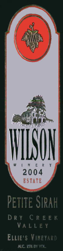 Wilson Winery Ellie's Petite Sirah 2004 Front Label