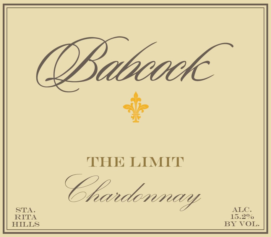 Babcock The Limit Chardonnay 2015 Front Label