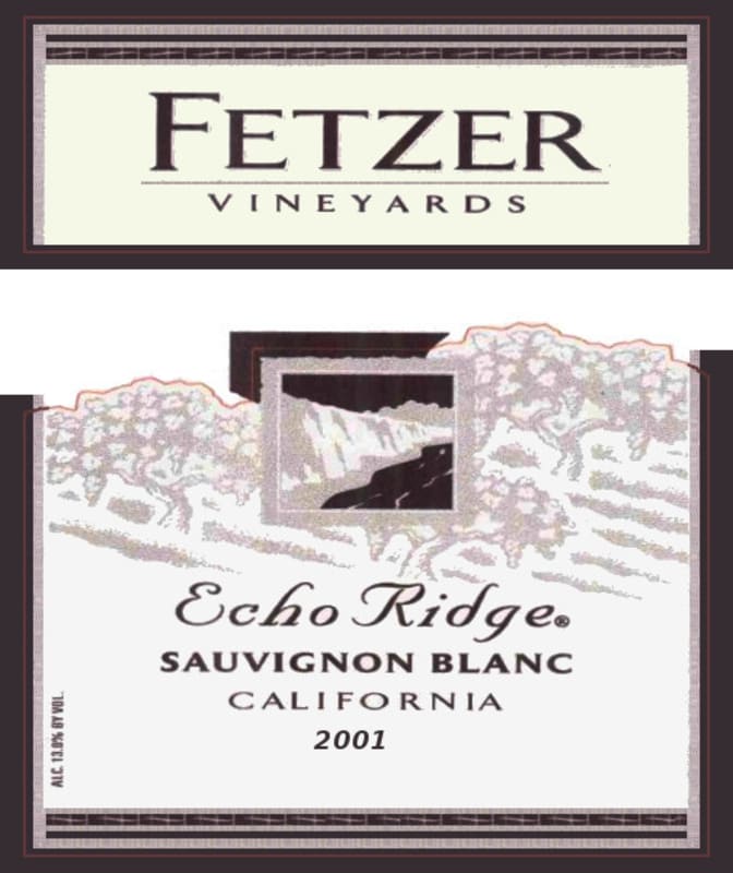 Fetzer Echo Ridge Valley Oaks Sauvignon Blanc 2001 Front Label