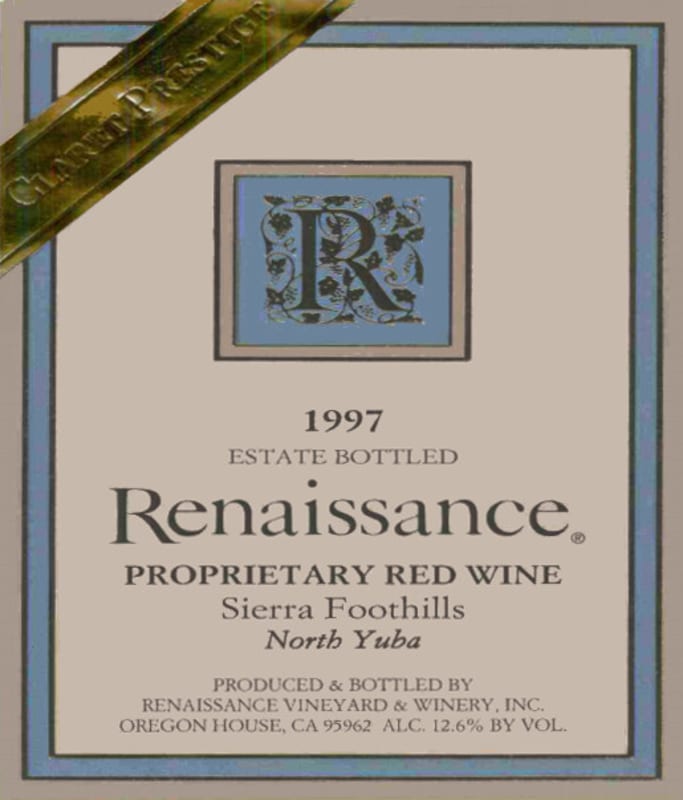 Renaissance Claret Prestige 1997 Front Label