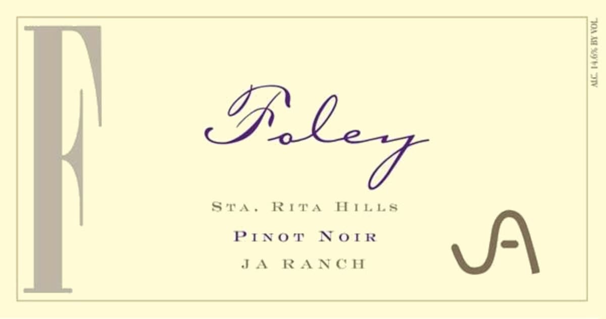 Foley Estate Winery JA Ranch Pinot Noir 2008 Front Label