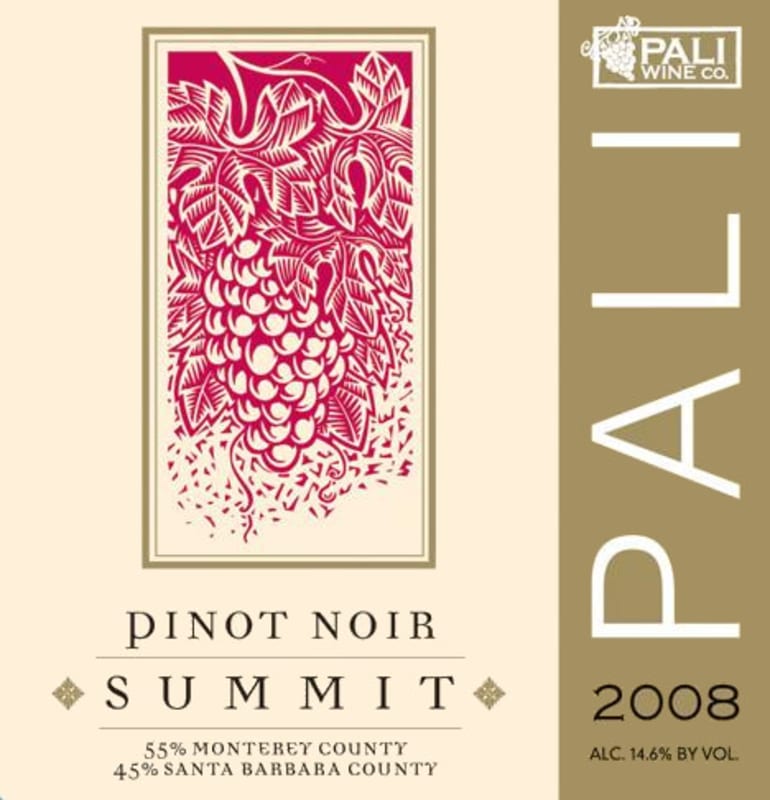 Pali Wine Co Summit Pinot Noir 2008 Front Label