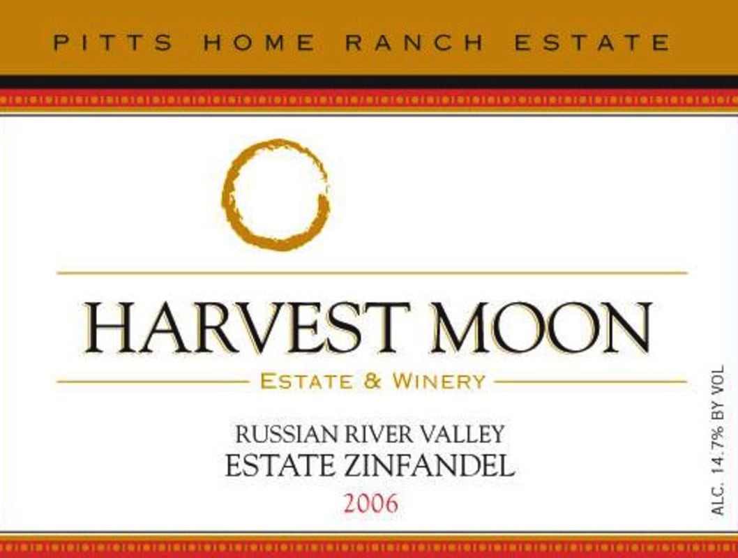 Harvest Moon Winery Pitts Home Ranch Zinfandel 2006 Front Label