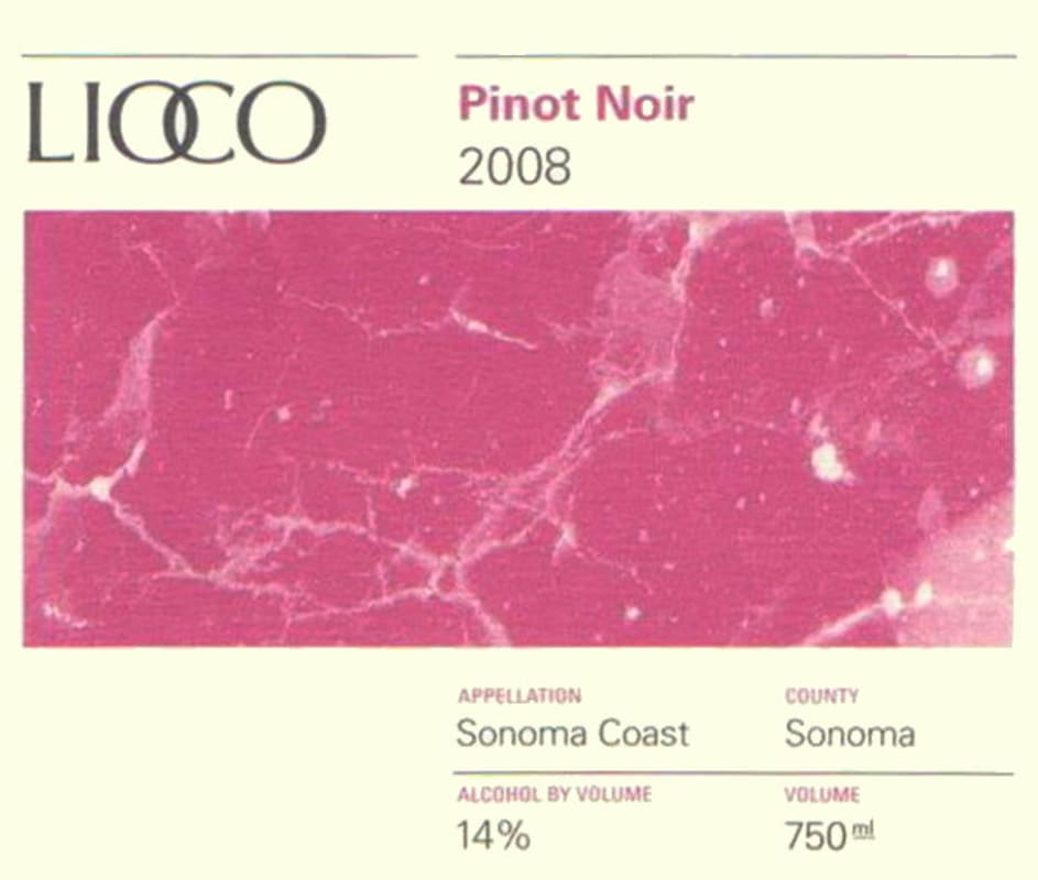 Lioco Sonoma Coast Pinot Noir 2008 Front Label