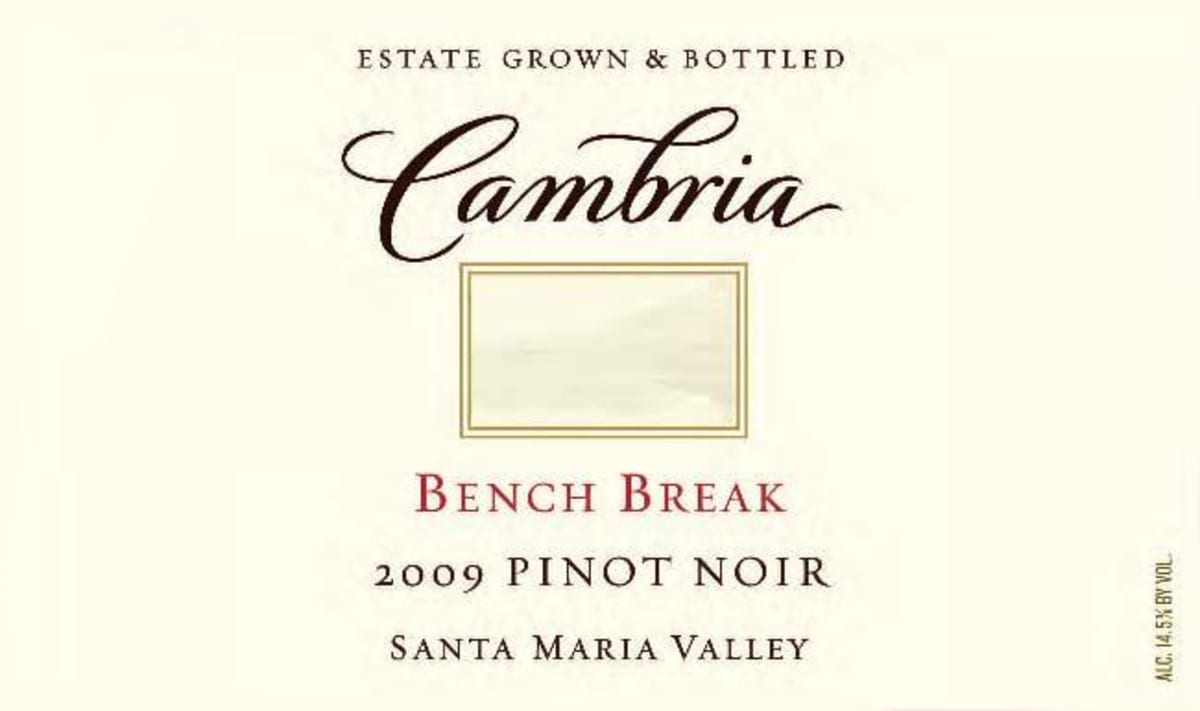 Cambria Benchbreak Pinot Noir 2009 Front Label