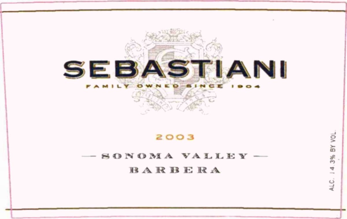 Sebastiani Barbera 2003 Front Label