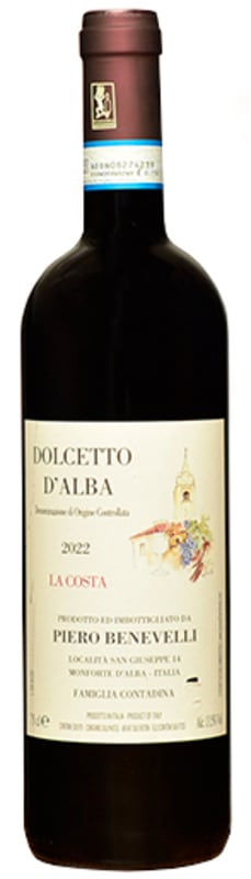 Piero Benevelli La Costa Dolcetto d'Alba 2021 Front Bottle Shot