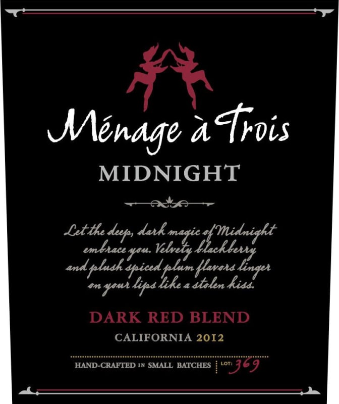 Menage a Trois Midnight 2012 Front Label