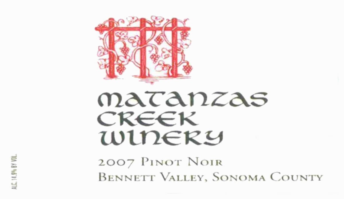 Matanzas Creek Pinot Noir 2007 Front Label