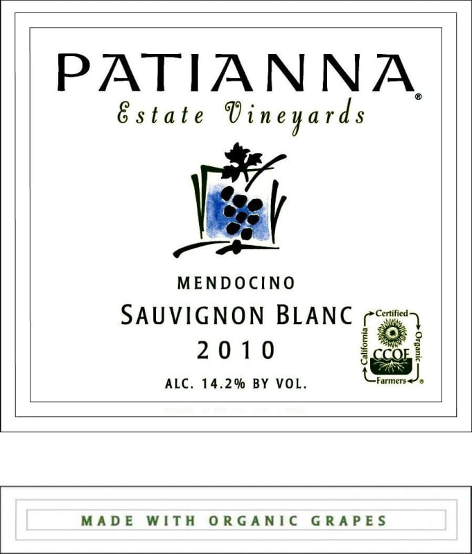 Patianna Sauvignon Blanc 2010 Front Label