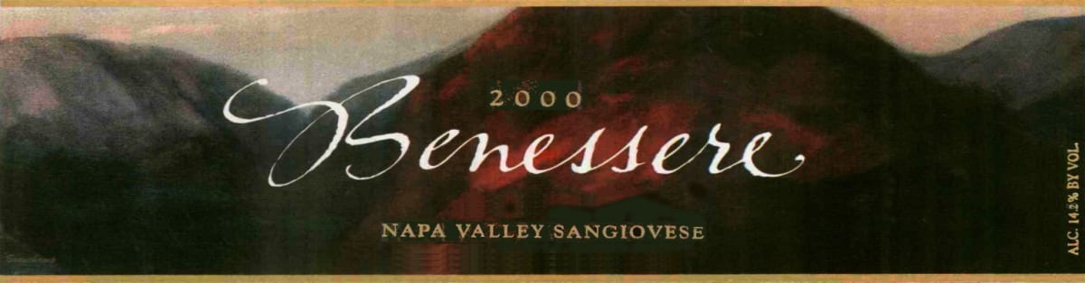 Benessere Napa Valley Sangiovese 2000 Front Label