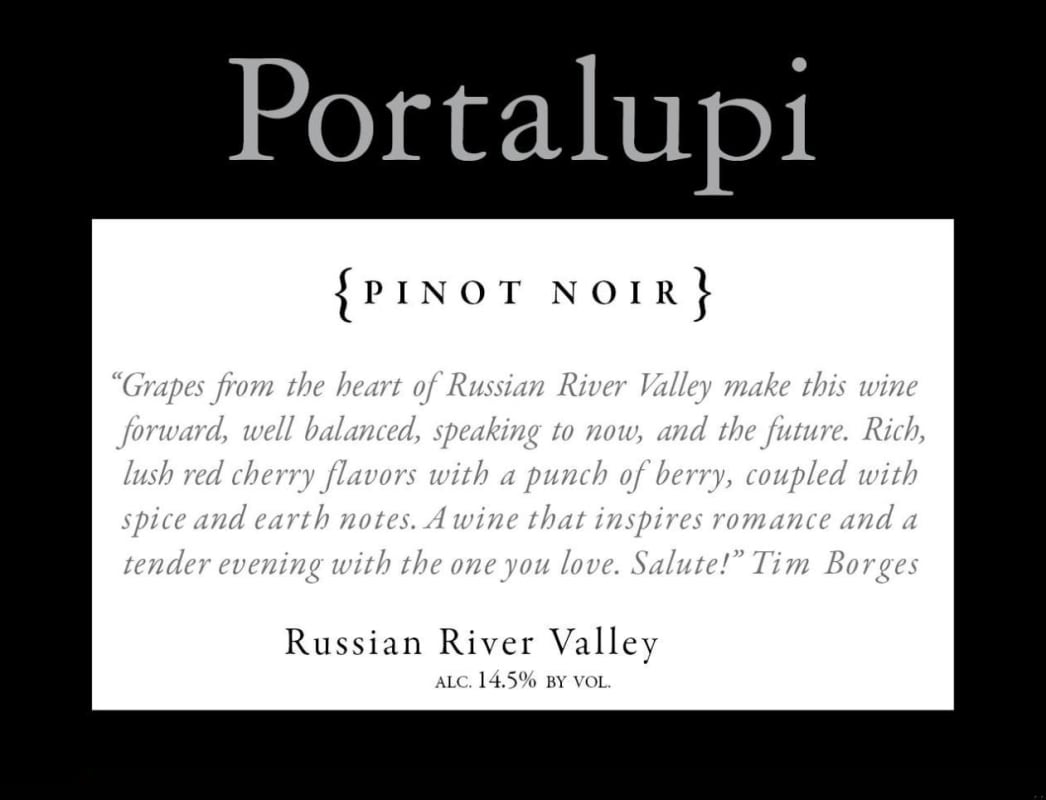 Portalupi Russian River Valley Pinot Noir 2014 Front Label