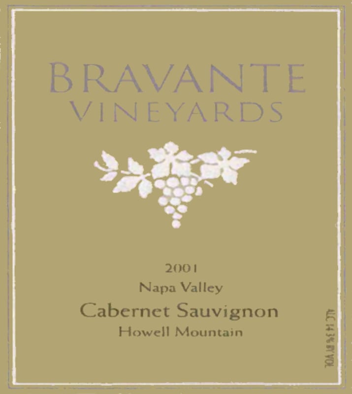Bravante Vineyards Cabernet Sauvignon 2001 Front Label