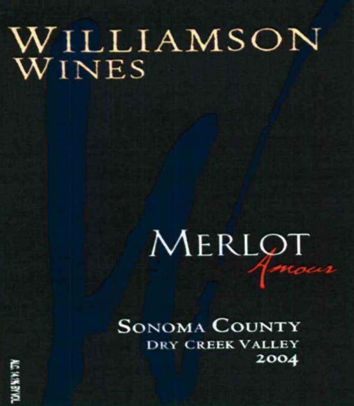 Williamson Wines Amour Merlot 2004 Front Label