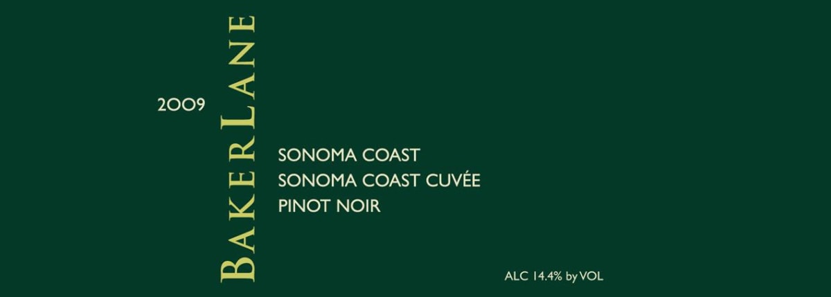 Baker Lane Sonoma Coast Cuvee Pinot Noir 2009 Front Label