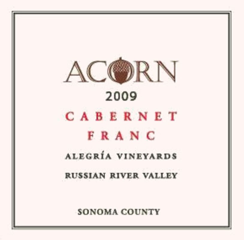 ACORN Winery Alegria Vineyards Cabernet Franc 2009 Front Label
