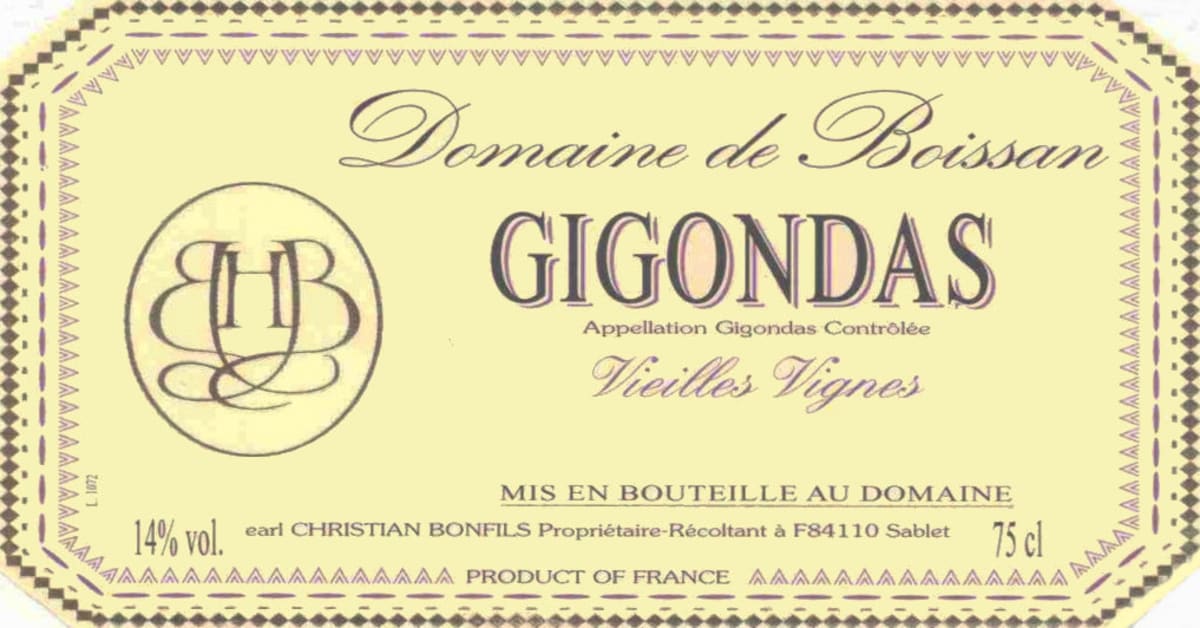 Domaine de Boissan Gigondas Vieilles Vignes 2004 Front Label