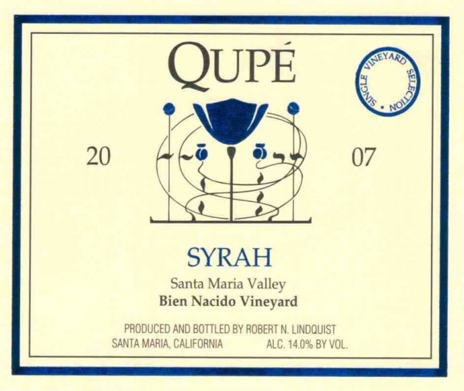 Qupe Bien Nacido Vineyard Syrah 2007 Front Label