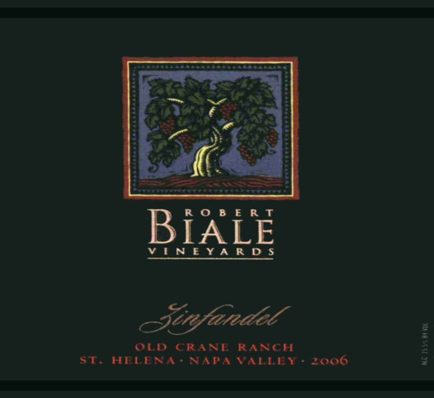 Robert Biale Vineyards Old Crane Ranch Zinfandel 2006 Front Label
