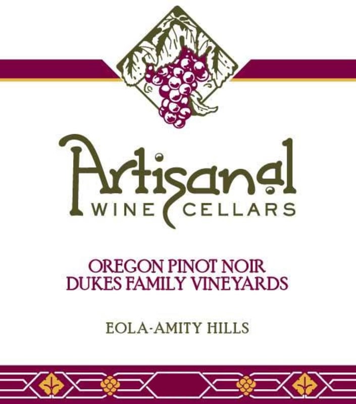 Artisinal Wine Cellars Dukes Family Vineyards Pinot Noir 2014 Front Label