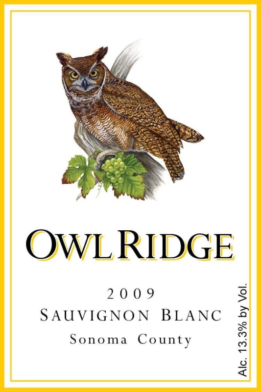 Owl Ridge Wines Sauvignon Blanc 2009 Front Label