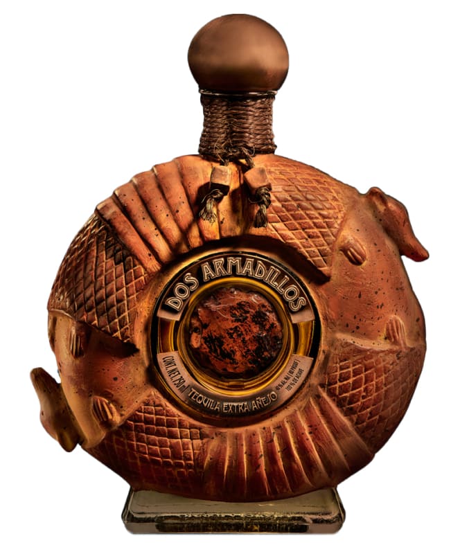 Dos Armadillos Clay Collection Extra Anejo Tequila Front Bottle Shot