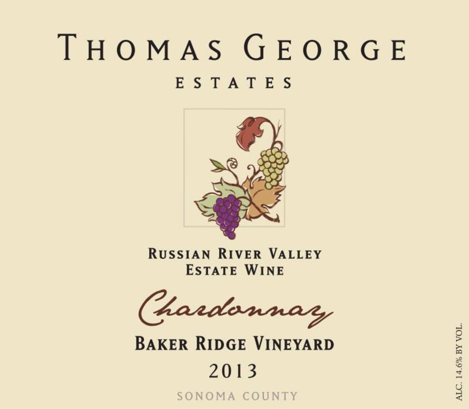 Thomas George Baker Ridge Vineyard Chardonnay 2013 Front Label