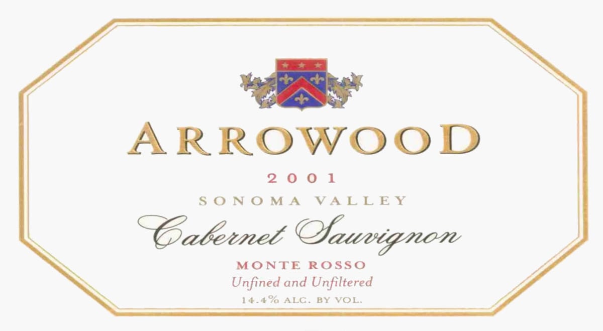 Arrowood Monte Rosso Vineyard Cabernet Sauvignon 2001 Front Label