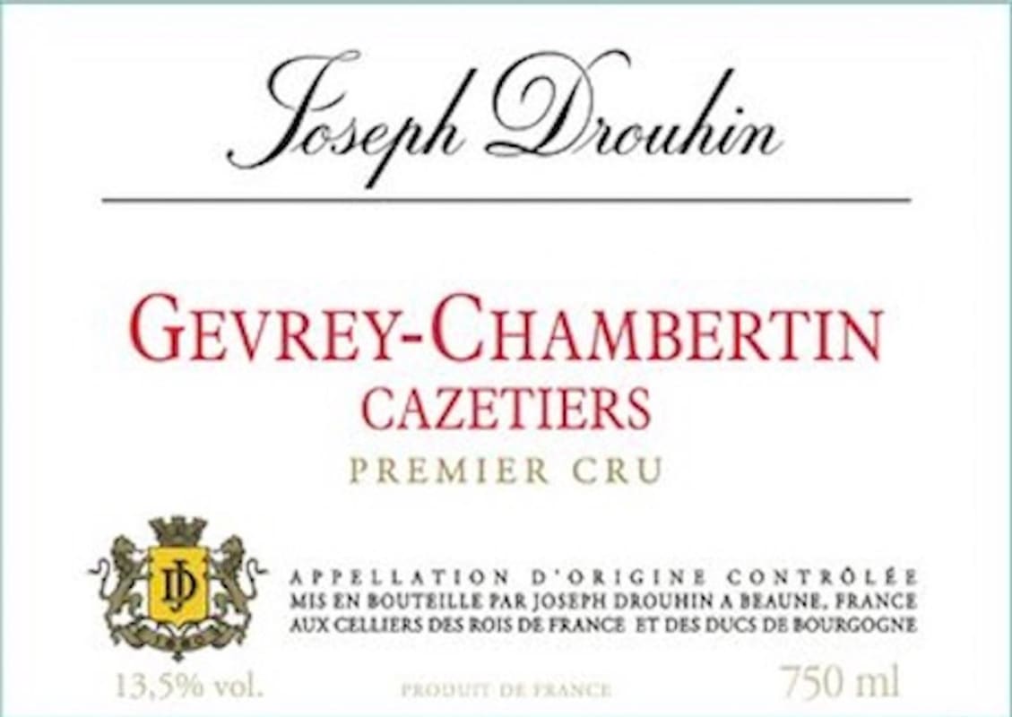 Joseph Drouhin Gevrey-Chambertin Cazetiers Premier Cru 2015 Front Label