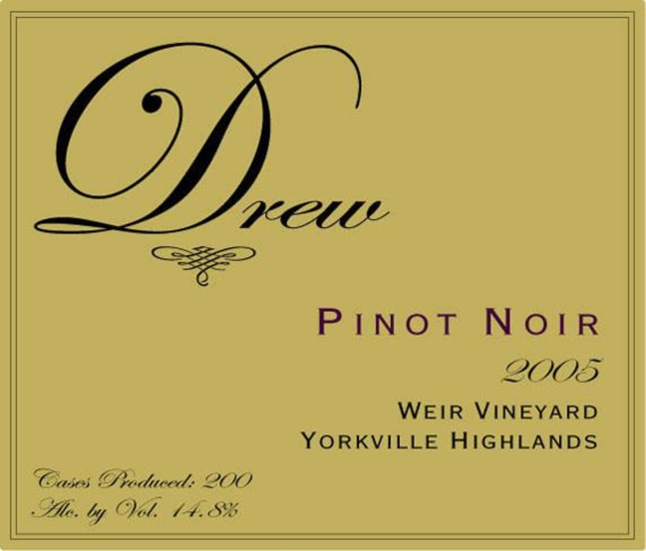 Drew Weir Vineyard Pinot Noir 2005 Front Label