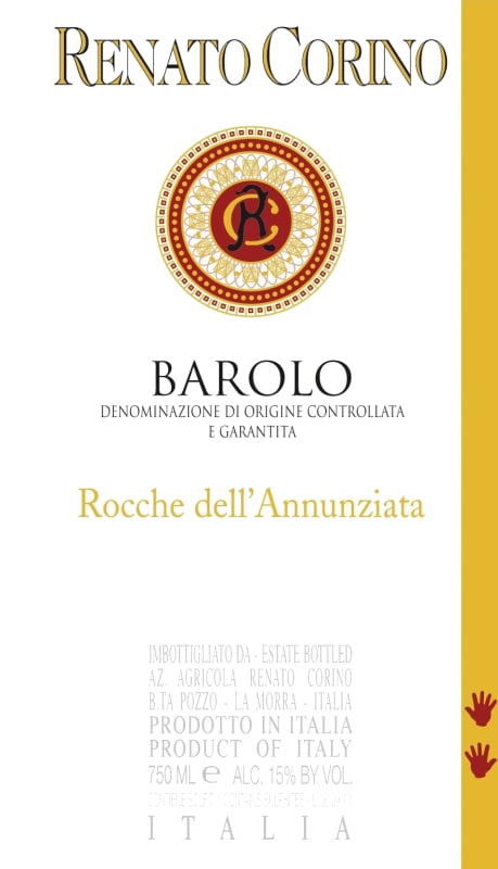 Renato Corino Barolo Vigneto Rocche dell'Annunziata 2019 Front Label