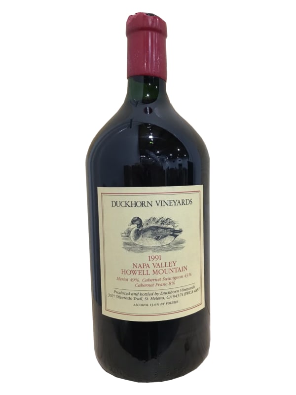 Duckhorn Howell Mountain Cabernet Sauvignon (3 Liter - cracked wax capsule) 1991 Front Bottle Shot
