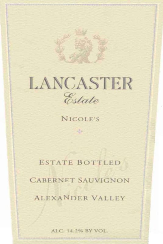 Lancaster Nicole's 2002 Front Label