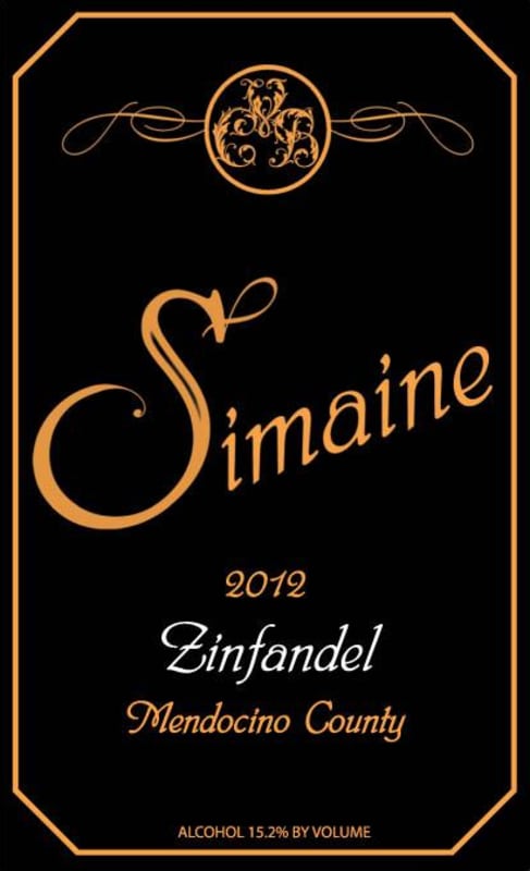 Simaine Cellars Zinfandel 2012 Front Label