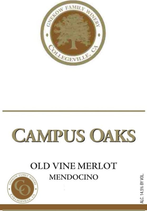 Gnekow Family Winery Campus Oaks Old Vine Merlot 2013 Front Label