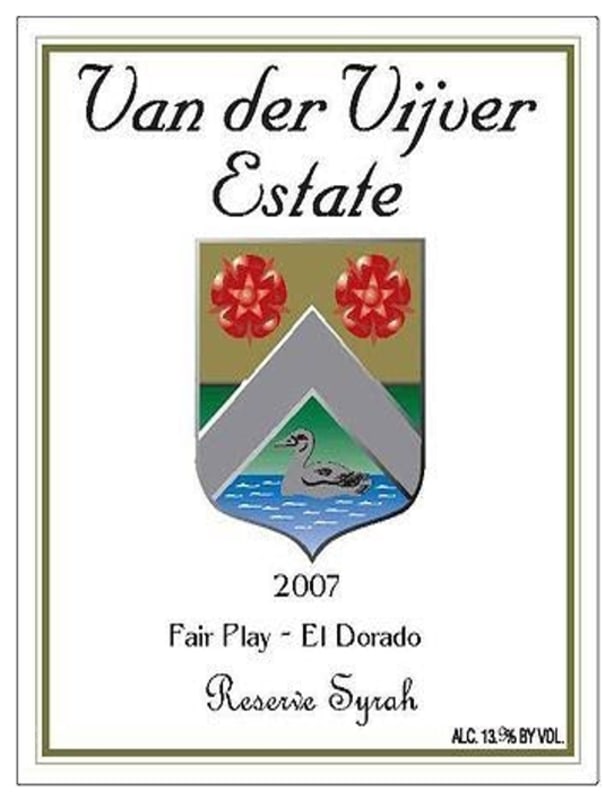 Van der Vijver Estate Reserve Syrah 2007 Front Label