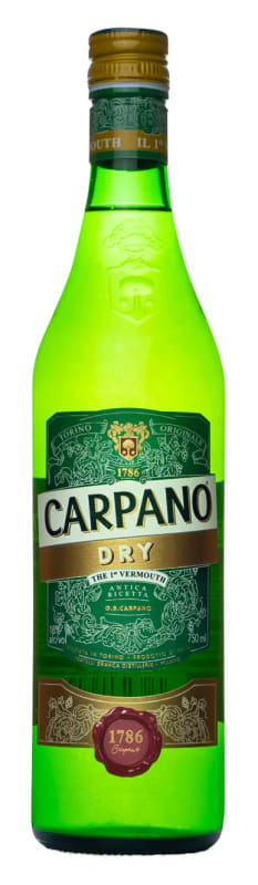 Carpano Dry Vermouth Front Bottle Shot