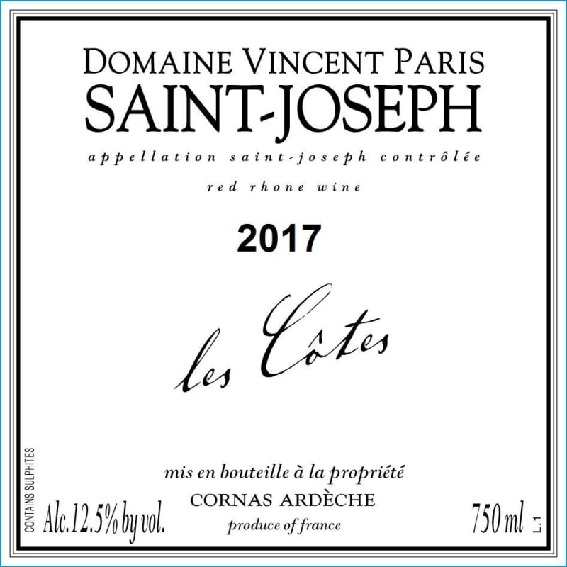 Vincent Paris Saint-Joseph Les Cotes 2017 Front Label