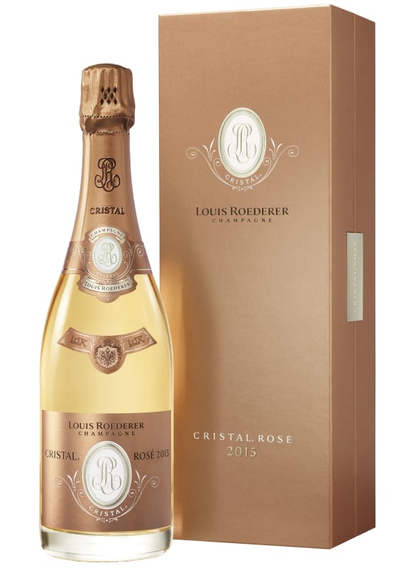 Louis Roederer Cristal Rose with Gift Box 2015 Front Bottle Shot