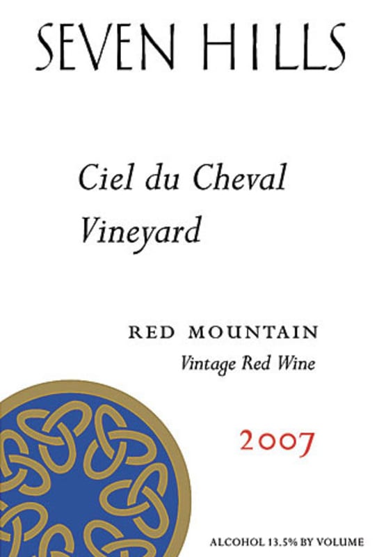 Seven Hills Winery Ciel du Cheval Vineyard Vintage Red 2007 Front Label