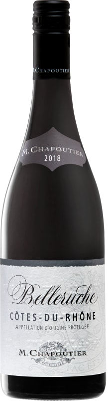 M. Chapoutier Cotes du Rhone Belleruche Rouge 2018 Front Bottle Shot