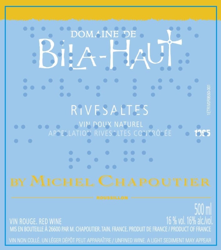 M. Chapoutier Rivesaltes Domaine de Bila-Haut 1995 Front Label