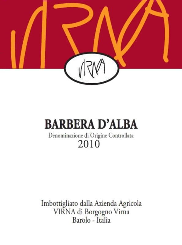 Virna Borgogno Barbera d'Alba 2010 Front Label